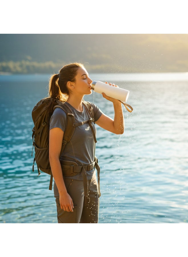 زجاجة مياه حرارية ترمس حراري كوب سفر ٤٥٠ مل معزول بتفريغ الهواء، مصنوع من الفولاذ المقاوم للصدأ 304، مانع للتسرب، يحافظ على المشروبات الساخنة والباردة لعدة ساعات، مع حزام حمل جلدي - مثالي للاستخدام في السيارة، المكتب، الرياضة والسفر. - Image 5