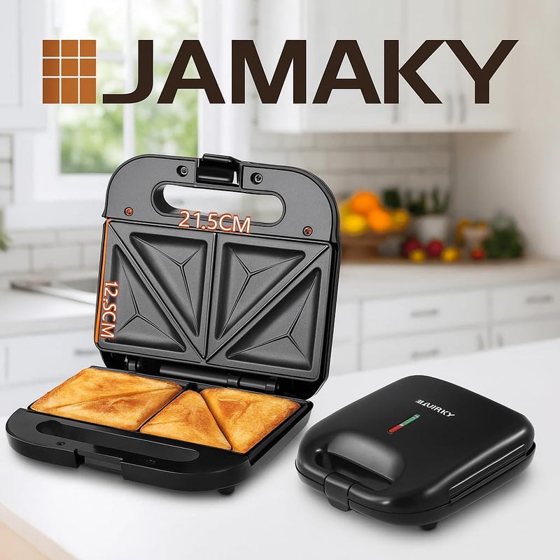 Jamaki Sandwich Maker 1000W Makes The Perfect Breakfast in Minutes – Compact Design & Easy to Clean – Fast Cooking Non-Stick Coated Plates jmk-2004 - Image 4
