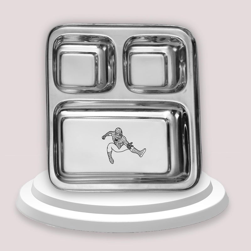 SAVRI Personalized Stainless Steel Compartment Plate for Kids – Favorite Cartoon Character Engraved – Divided Mealtime Dish for Snacks, Lunch, Travel – Best Return Gift for Boys & Girls - Image 5
