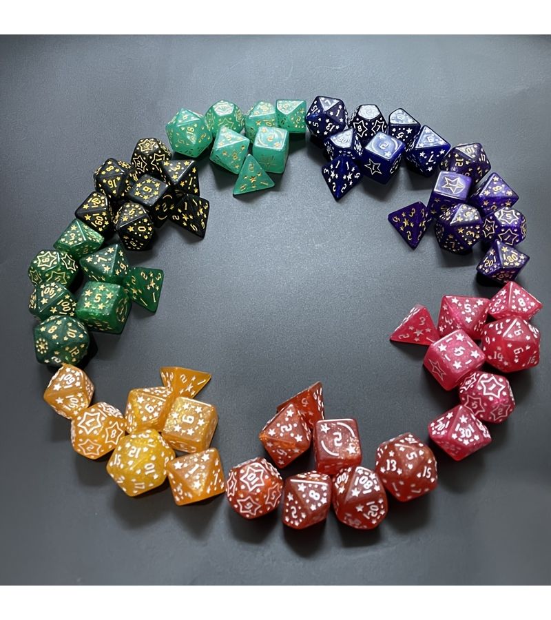 High Quality Acrylic Star Shaped Polyhedral Dice Set 7 Pieces Including D4 D6 D8 D10 D12 And D20 For Board Games - Image 3