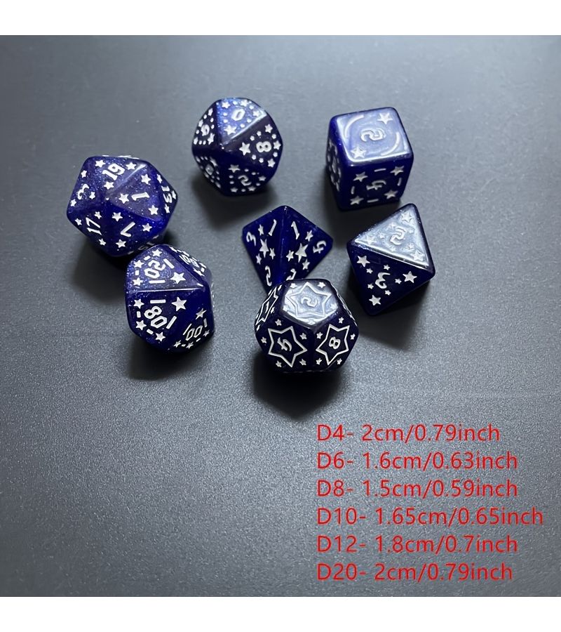 High Quality Acrylic Star Shaped Polyhedral Dice Set 7 Pieces Including D4 D6 D8 D10 D12 And D20 For Board Games - Image 2