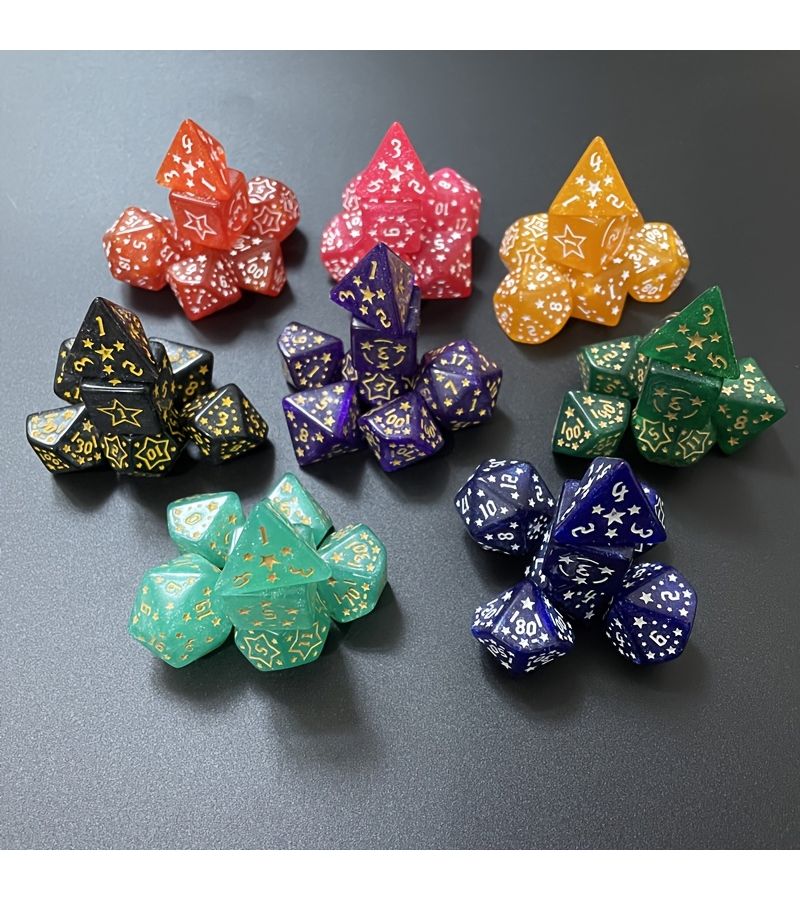 High Quality Acrylic Star Shaped Polyhedral Dice Set 7 Pieces Including D4 D6 D8 D10 D12 And D20 For Board Games - Image 4