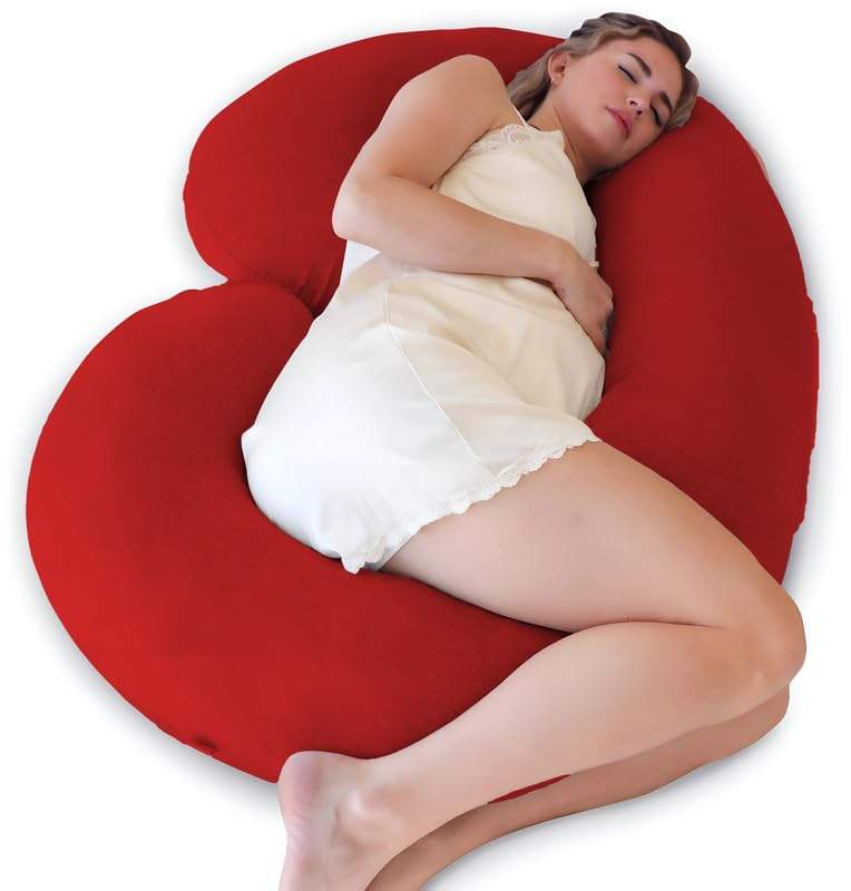 DADDY COOL Full Body C Shape Pregnancy Pillow for Pregnant Women, Maternity Pillow Gift for Pregnancy Sleeping Pillow Pack of 1 Red - Image 1