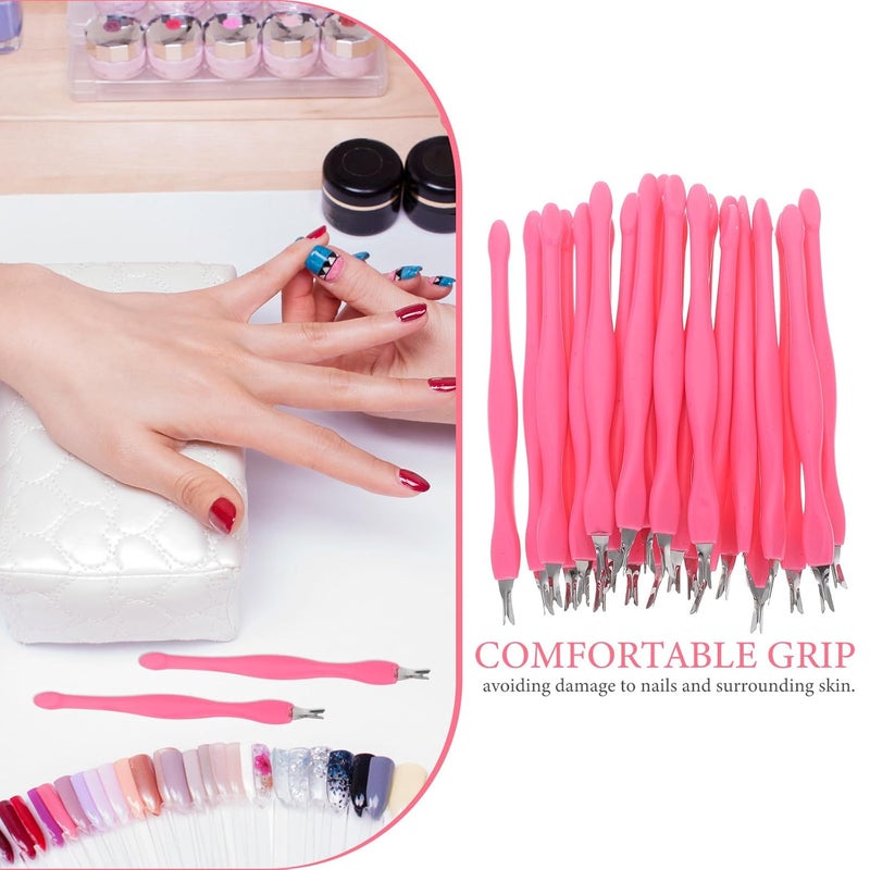 24Pcs V-Shaped Cuticle Remover and Dead Skin Fork Set Stainless Steel Nail Grooming Trimmer Manicure Tool for Professional Nail Care and Skin Removal - Image 3