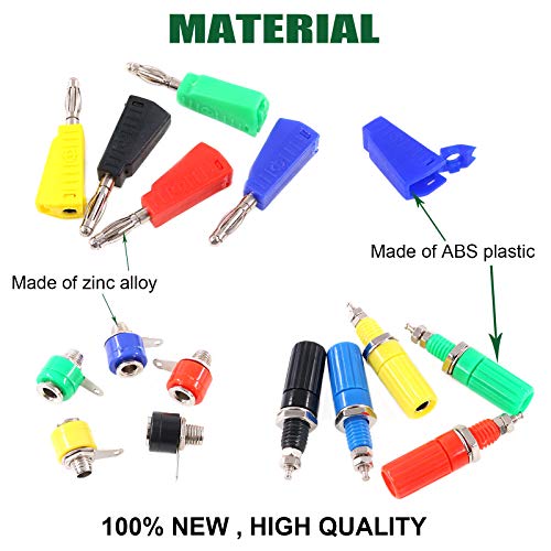Keadic 90Pcs 5 Color 4MM Banana Plug Banana Jack Socket Binding Post Assortment Kit Respectively for Testing Probes Binding Post Jack Soldering for Speaker Banana Plug Test Probe Connector - Image 3