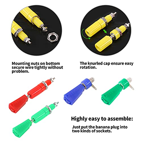Keadic 90Pcs 5 Color 4MM Banana Plug Banana Jack Socket Binding Post Assortment Kit Respectively for Testing Probes Binding Post Jack Soldering for Speaker Banana Plug Test Probe Connector - Image 4