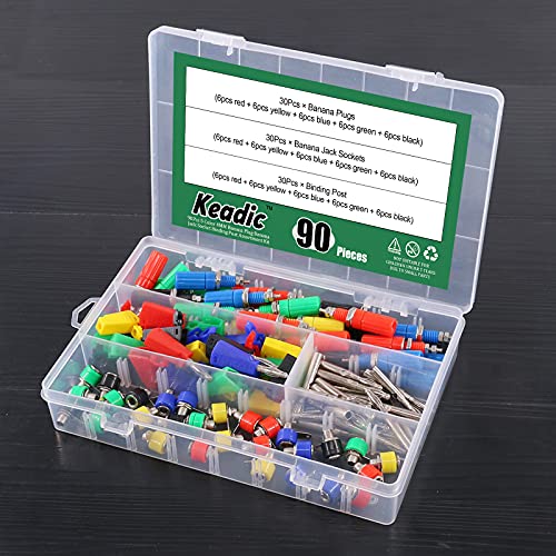 Keadic 90Pcs 5 Color 4MM Banana Plug Banana Jack Socket Binding Post Assortment Kit Respectively for Testing Probes Binding Post Jack Soldering for Speaker Banana Plug Test Probe Connector - Image 5
