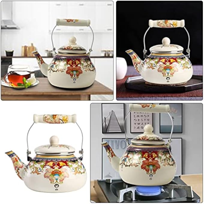 TOPBATHY Ceramic Enameled Teapot Tea Kettle Porcelainteapot Flowering Teapot  Coffee Pot Water Pot Vintage Tea Kettle For Home Kitchen - Image 4