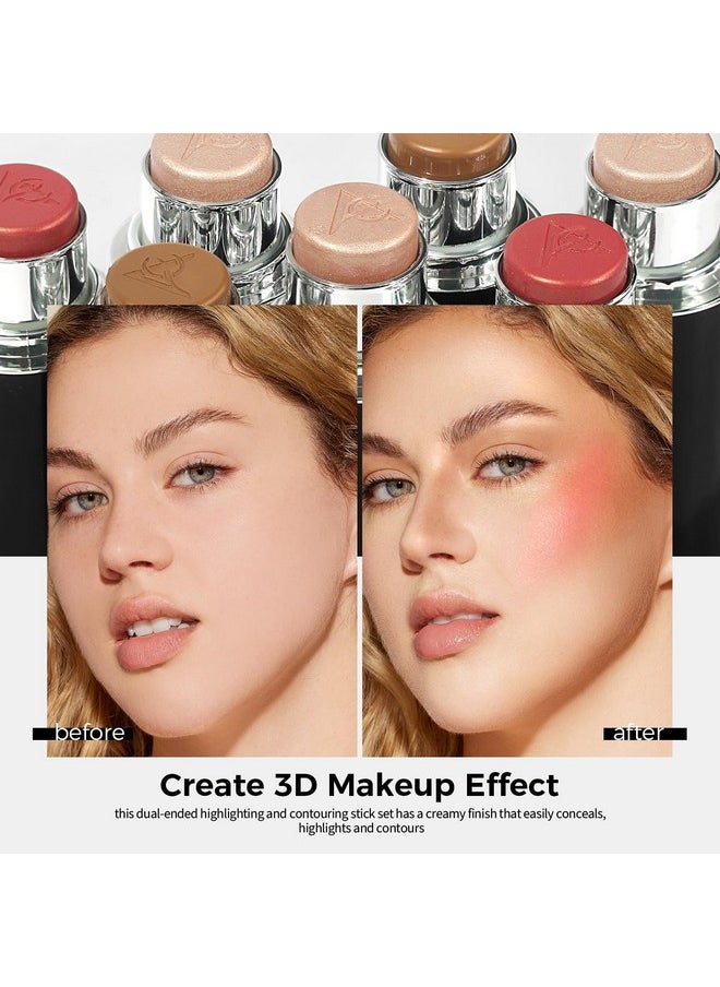 Anglicolor 3PC Anglicolor Highlighter Long Lasting,Contour Stick Makeup Naturally,Blush Makeup Smoothing,High Color Rendering,Easy To Mix,Vegan & Cruelty-Fre (#ABC, 18g)  - Image 5