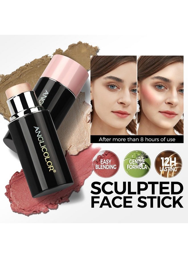 Anglicolor 3PC Anglicolor Highlighter Long Lasting,Contour Stick Makeup Naturally,Blush Makeup Smoothing,High Color Rendering,Easy To Mix,Vegan & Cruelty-Fre (#ABC, 18g)  - Image 3