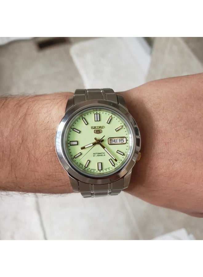 Seiko 5 SNKK19J1 Automatic Green Full Lume Dial Stainless Steel Men’s Watch - Image 3