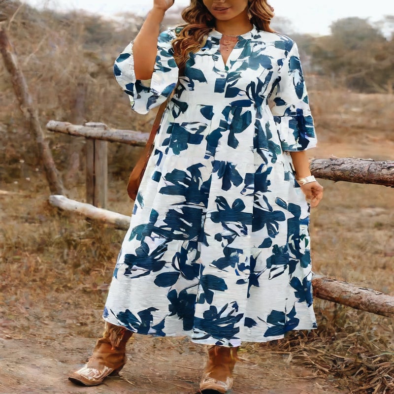 Women's Long Dress Ethnic Print Flowing Maxi Dress Casual Loungewear - Image 5