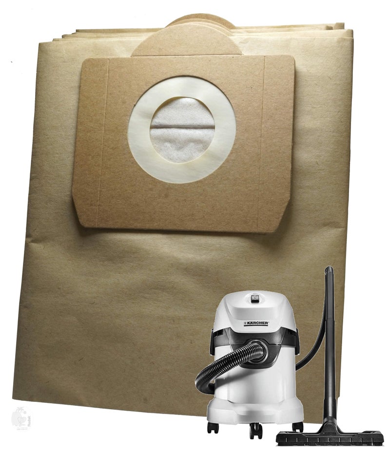 RODAK Paper Dust Bags compatible with Karcher WD3, WD3 P, MV3 & WD 3.200, Made Of Double Ply Filter, Tear Resistance. Imported (Pack of 5) - Image 1