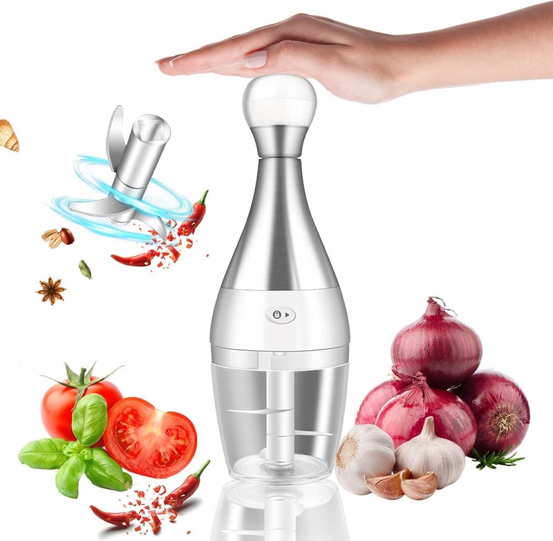 Kresal Handheld Bowling Vegetable Manual Garlic Crusher 304 Stainless Steel Hand Mixer Household Auxiliary Food Vegetable Chopper Garlic Meat Grinder Suitable for Kitchen Restaurant - Image 1