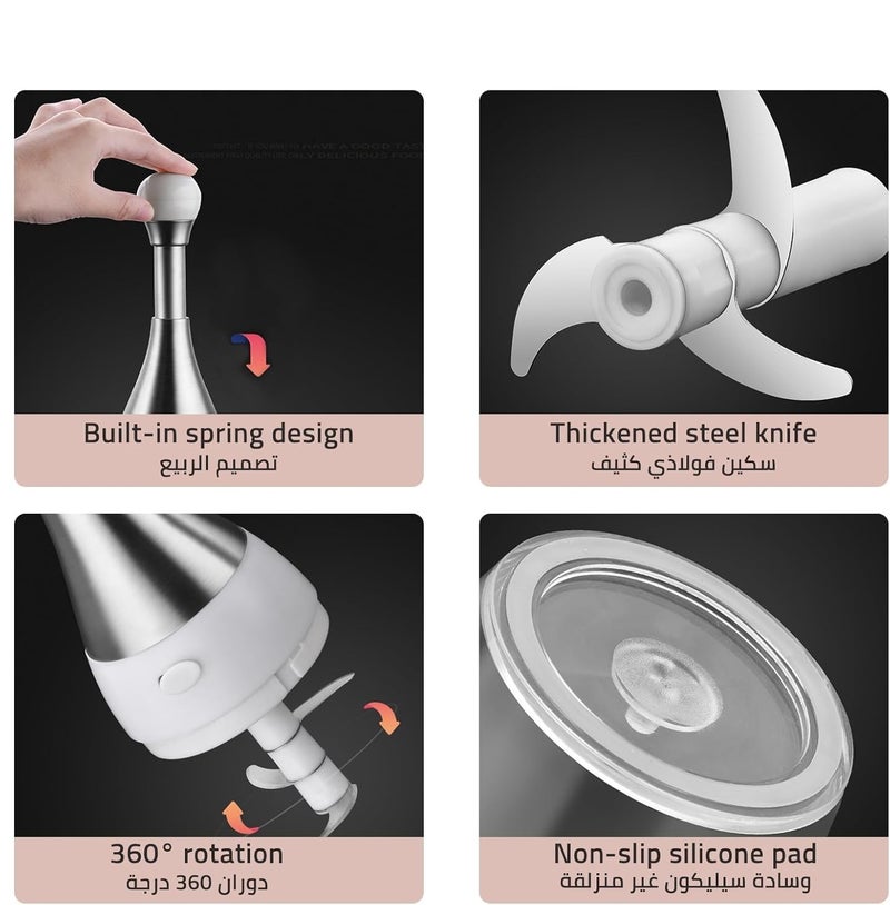 Kresal Handheld Bowling Vegetable Manual Garlic Crusher 304 Stainless Steel Hand Mixer Household Auxiliary Food Vegetable Chopper Garlic Meat Grinder Suitable for Kitchen Restaurant - Image 3