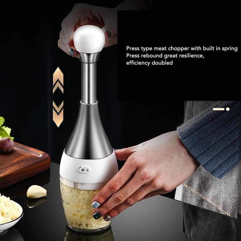 Kresal Handheld Bowling Vegetable Manual Garlic Crusher 304 Stainless Steel Hand Mixer Household Auxiliary Food Vegetable Chopper Garlic Meat Grinder Suitable for Kitchen Restaurant - Image 5