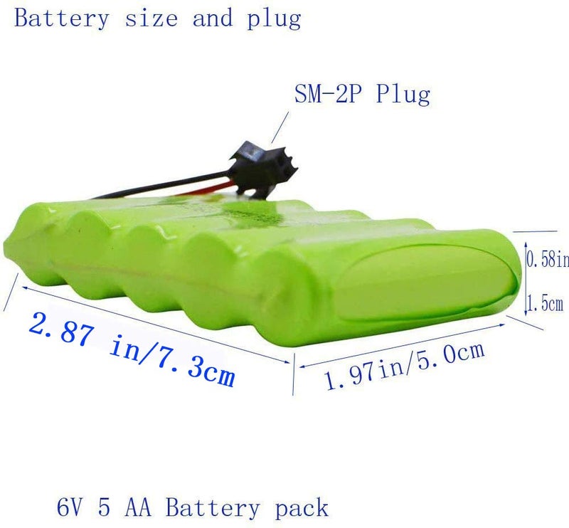 Blomiky 2 Pack 6.0V 2200mAh NiMH Rechargeable Battery with SM-2P Black 2 pin Plug and USB Cable fit for RC Car Vehicles Trucks 6V NiMh 2 - Image 2