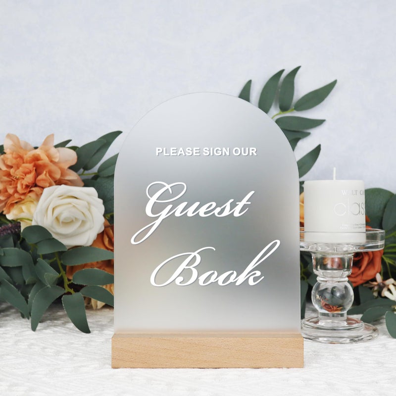ORGANTEAM Frosted Blank Arch Acrylic Sign with Wooden Stands - 10 Pack DIY Customizable Sign Kit for Wedding Table Numbers, Restaurant Party Bridal Shower (4x6 Inch) - Image 4