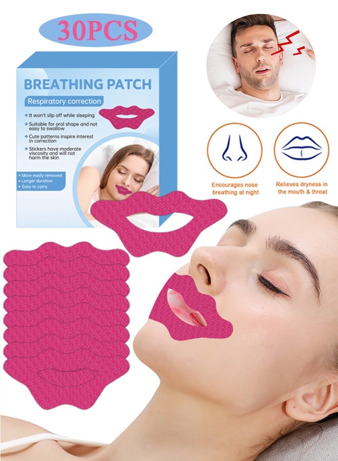 30 Pcs Sleep Tape Patch for Adult - Stop Snoring Breathe Easier Patch - Super Anti Snoring Solution For Men And Women - Closed Mouth Patch for Reduces Mouth Breathing - Hypoallergenic Medical Grade Adhesive Cotton Tape (Pink) - Image 1