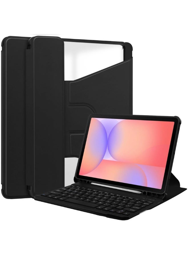 غطاء لوحة مفاتيح لوحي لسامسونج جالاكسي تاب S10 لايت 10.9 بوصة 2025 SM-X400/X406B، لوحة مفاتيح لاسلكية بلوتوث مغناطيسية قابلة للفصل، حامل دوار 360 درجة، غلاف من البلاستيك الصلب والجلد. - Image 1