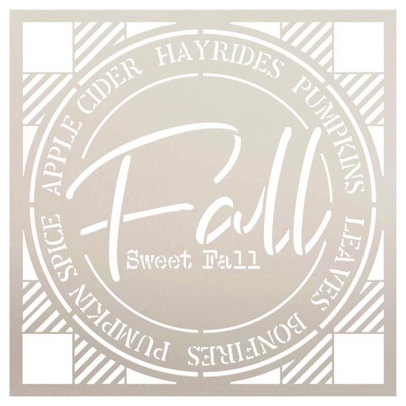 Studio R 12 Fall Sweet Fall Buffalo Plaid Stencil by StudioR12 | Painting Wood Sign | Furniture Totes Fabric | Apple Cider Bonfire Pumpkin Pattern | Diagonal Square Pattern | DIY Home Decor - Choose (9" x 9")  - Image 1