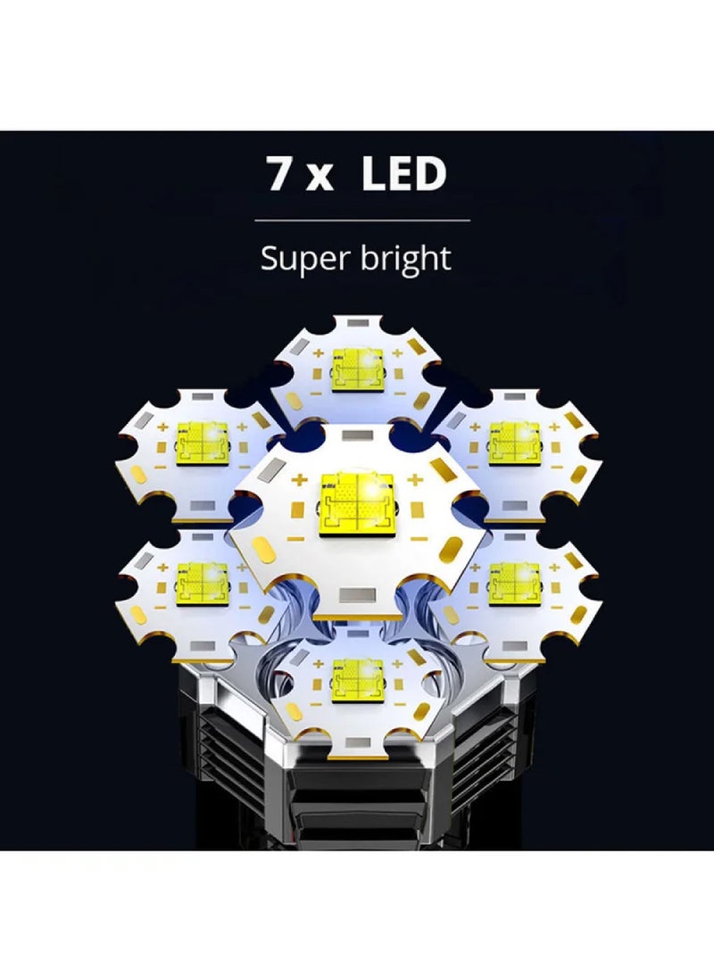 Rock Pow - Rechargeable LED Flashlight with COB Side Light Super Bright Flashlight Battery Powerd Waterproof Handheld Flashlights - Image 1