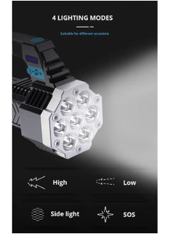 Rock Pow Rechargeable LED Flashlight with COB Side Light Super Bright Flashlight Battery Powerd Waterproof Handheld Flashlights  - Image 5
