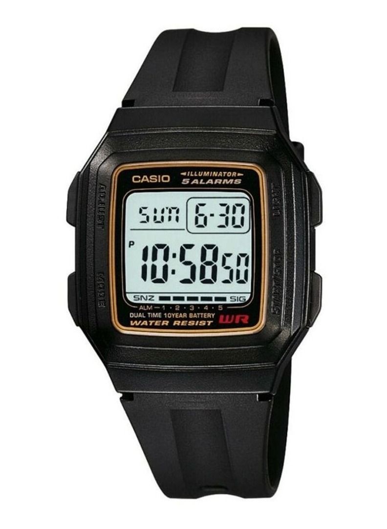 Men's Illuminator Quartz Digital Watch F-201WA-9ADF - 34 mm - Black