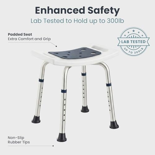 PELEGON Shower Chair for Inside Shower (350 lb) - Adjustable Height, Padded Seat, Shower Chair for Elderly and Disabled - Shower Chair for Adults, Tub Chairs for Bathtubs - Dark Blue - Image 3