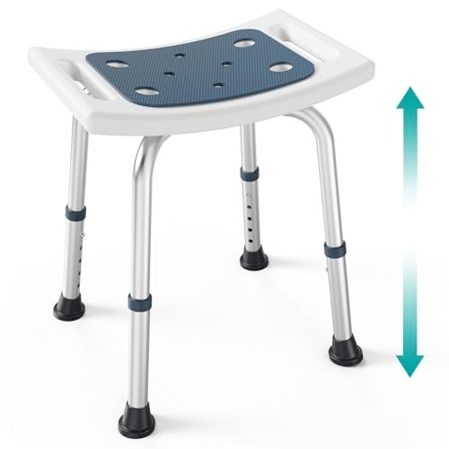 PELEGON Shower Chair for Inside Shower (350 lb) - Adjustable Height, Padded Seat, Shower Chair for Elderly and Disabled - Shower Chair for Adults, Tub Chairs for Bathtubs - Dark Blue - Image 1