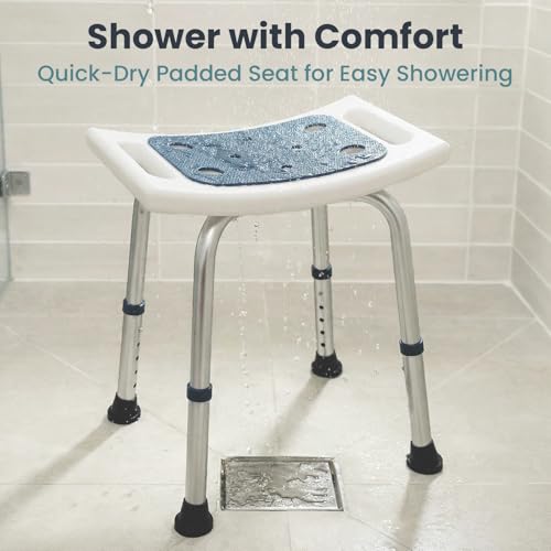 PELEGON Shower Chair for Inside Shower (350 lb) - Adjustable Height, Padded Seat, Shower Chair for Elderly and Disabled - Shower Chair for Adults, Tub Chairs for Bathtubs - Dark Blue - Image 5