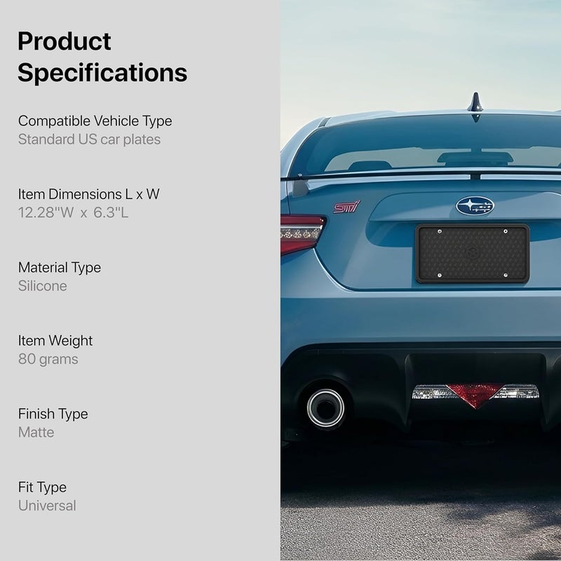 إطارات لوحات الترخيص السيليكونية من Rightcar Solutions | الإطار الأصلي من السيليكون عالي الجودة للسيارة | حامل لوحة ترخيص مقاوم للصدأ، مقاوم للاهتزاز، مقاوم للعوامل الجوية (أسود - عبوة 2) ألوان متعددة - Image 2