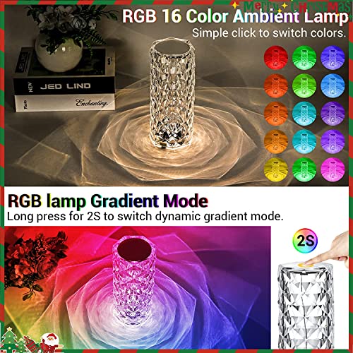 XERGY Crystal Lamp, Rose Diamond LED Table Lamp16 Colors Rgb With Touch And Remote Control, Usb C Rechargeable Decorative Acrylic Rays Lamp Gift For Sister, Atmosphere Light &Living Room,Bedroom - Image 5