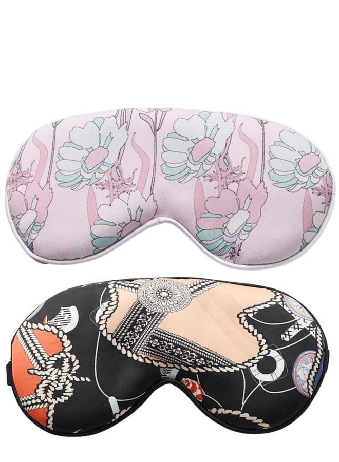Silk Eye Mask 2 Pack Eye Strap Eye Sleeping Mask Eye Sleep Shade Cover for Summer Travel Yoga Nap - Image 1