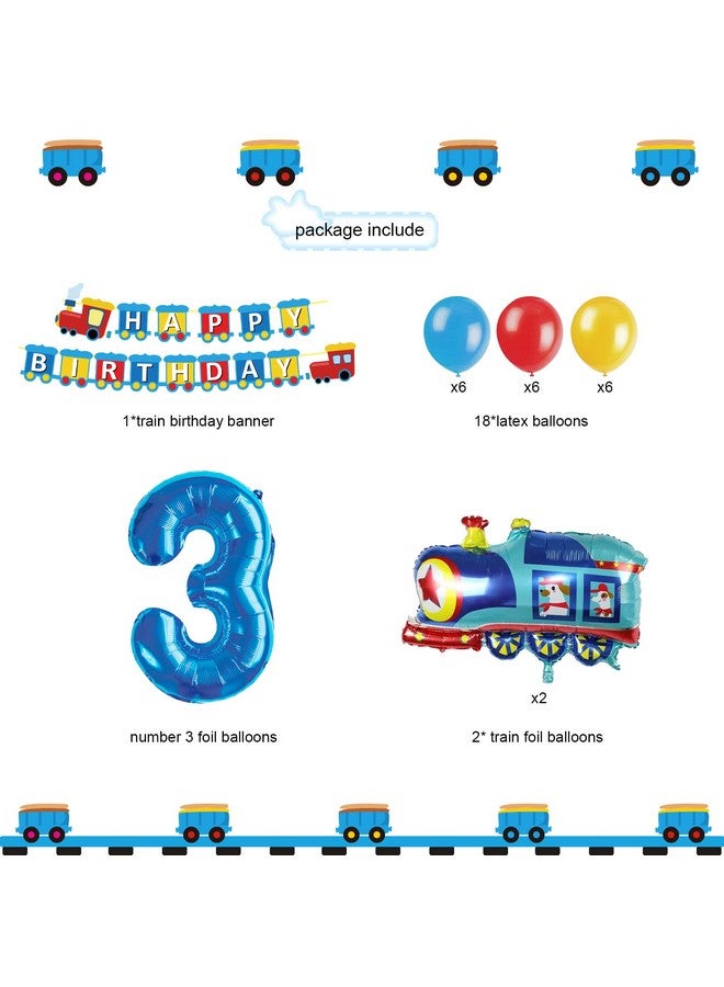 Train 3Rd Birthday Decorations Boys Train, 3 Years Old Birthday Party Supplies With Number 3 Foil Balloons Train Birthday Banner,Latex Balloons For Kids Train Birthday Party Decoration - Image 5