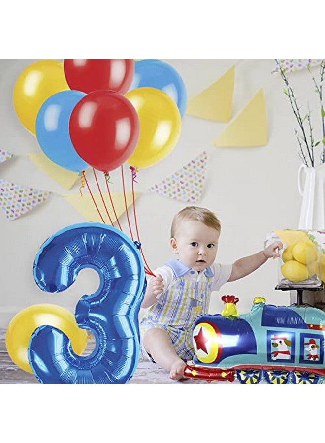 Train 3Rd Birthday Decorations Boys Train, 3 Years Old Birthday Party Supplies With Number 3 Foil Balloons Train Birthday Banner,Latex Balloons For Kids Train Birthday Party Decoration - Image 4