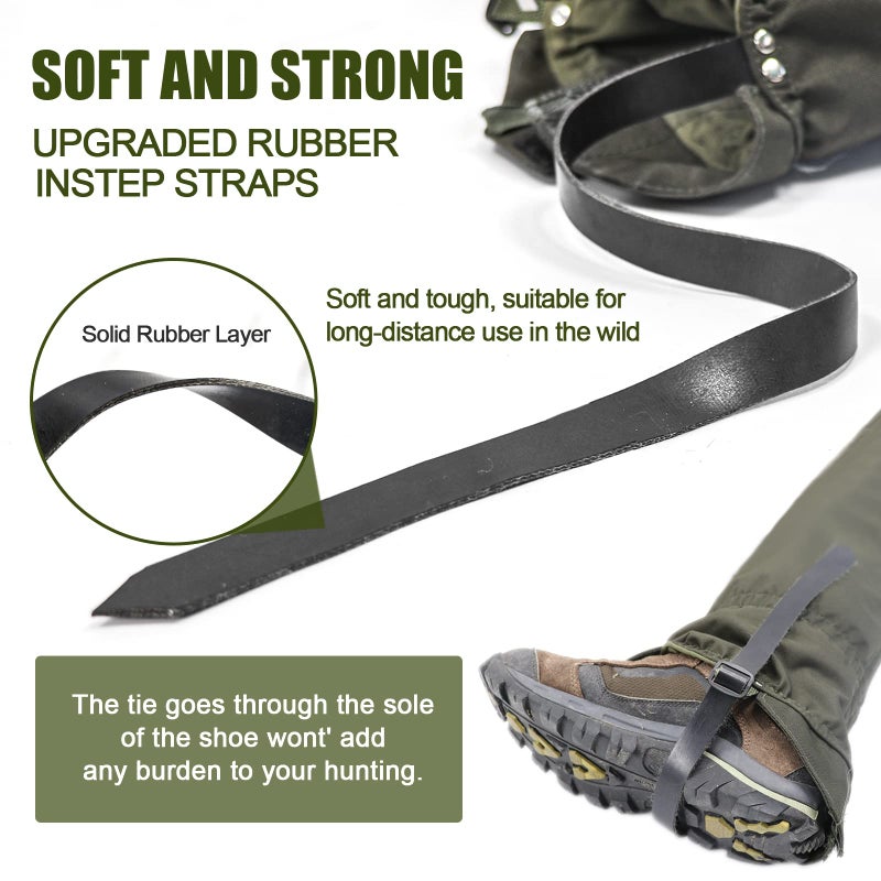 BZTAC Tactical Leg Gaiters High Gaiters Hunting Gaiters Knee Protection Anti-Tear Oxford Fabric Full Length Zip Waterproof Breathable Windproof for Outdoor Hunting Hiking Walking (Green) - Image 4