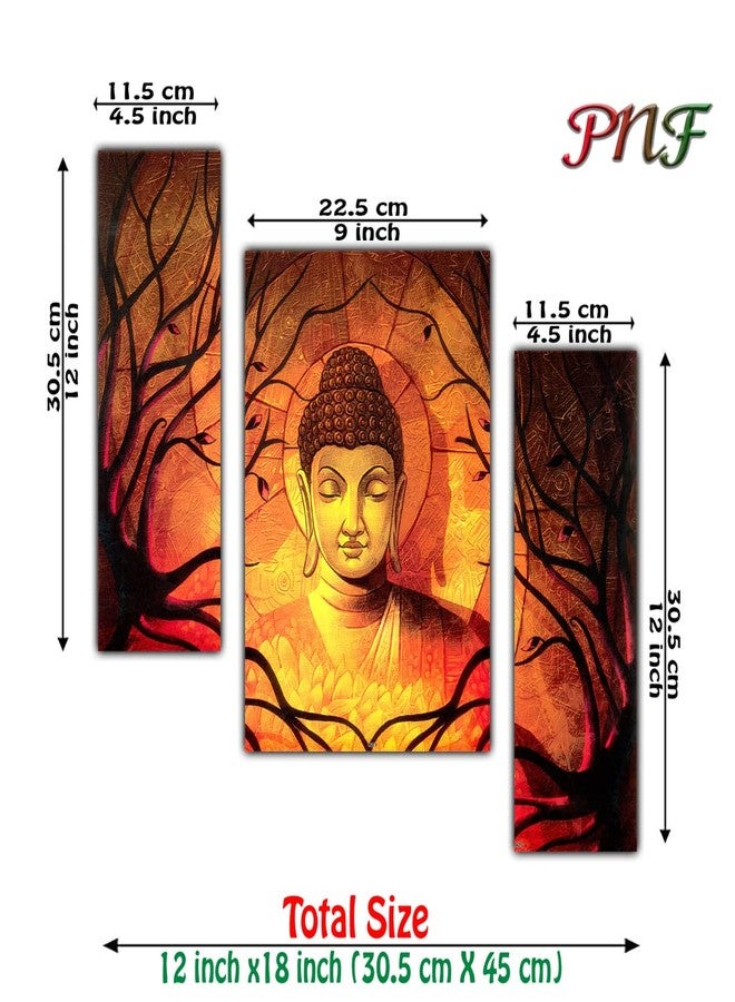 pnf Poster And Frames Buddha MDF Panel | For Living Room Good Vibes | Home Decoration Item | Best Gifting Option | Set Of 3 (MDF,Multicolour,18x12inch) -1421 - Image 2