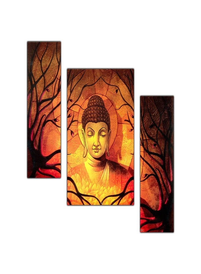 pnf Poster And Frames Buddha MDF Panel | For Living Room Good Vibes | Home Decoration Item | Best Gifting Option | Set Of 3 (MDF,Multicolour,18x12inch) -1421 - Image 1