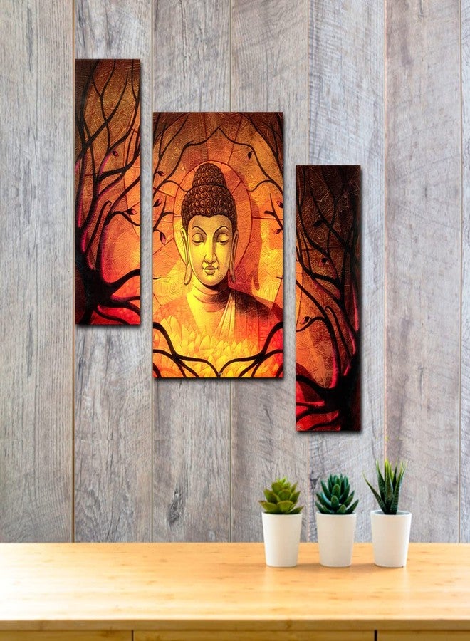 pnf Poster And Frames Buddha MDF Panel | For Living Room Good Vibes | Home Decoration Item | Best Gifting Option | Set Of 3 (MDF,Multicolour,18x12inch) -1421 - Image 3