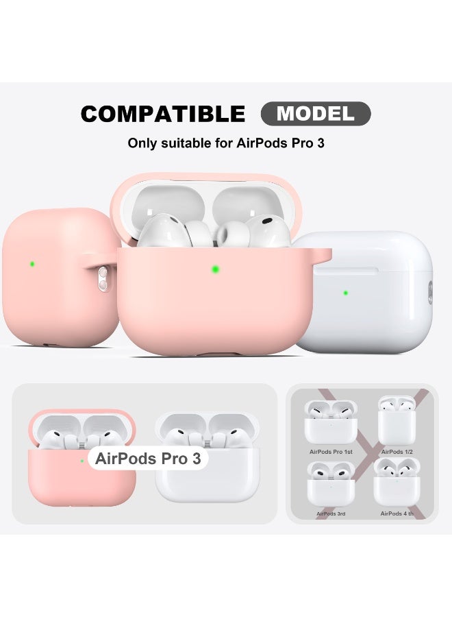 Suitable For Airpods Pro 3（2025） Protective Case With Cleaning Kit, Soft Silicone Protective Case Suitable For Apple Airpods Pro 3 Women And Men, Airpods Pro Protective Case Accessory With Keychain, Pink - Image 3