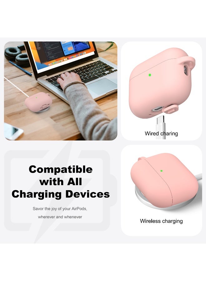Suitable For Airpods Pro 3（2025） Protective Case With Cleaning Kit, Soft Silicone Protective Case Suitable For Apple Airpods Pro 3 Women And Men, Airpods Pro Protective Case Accessory With Keychain, Pink - Image 5