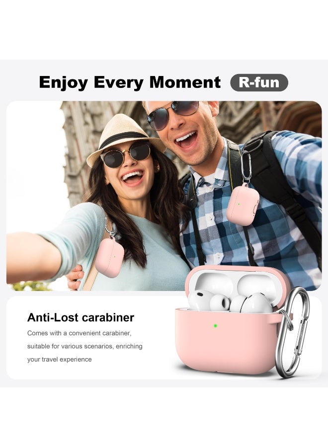 Suitable For Airpods Pro 3（2025） Protective Case With Cleaning Kit, Soft Silicone Protective Case Suitable For Apple Airpods Pro 3 Women And Men, Airpods Pro Protective Case Accessory With Keychain, Pink - Image 4