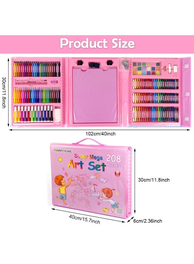 HASTHIP® 208 Pcs Art Painting Set, Coloring Drawing Art Kit with Built In Folding Easel Crayons Color Pencil Pastels Multi Color Water Soluble Color Pens for Artists - Image 2