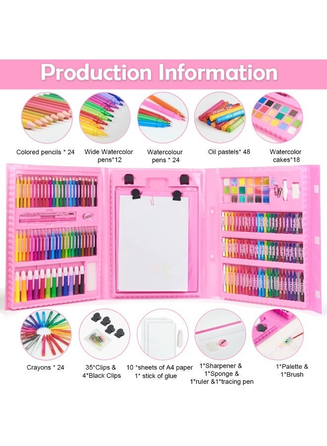 HASTHIP® 208 Pcs Art Painting Set, Coloring Drawing Art Kit with Built In Folding Easel Crayons Color Pencil Pastels Multi Color Water Soluble Color Pens for Artists - Image 5