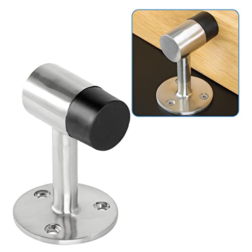 Masendelk 5pcs Floor Mount Door Stop Silver Door Stoppers Heavy Duty Doorstop with Rubber Bumper Stainless Steel Screws - Image 1