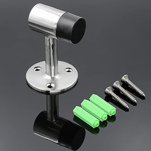 Masendelk 5pcs Floor Mount Door Stop Silver Door Stoppers Heavy Duty Doorstop with Rubber Bumper Stainless Steel Screws - Image 3