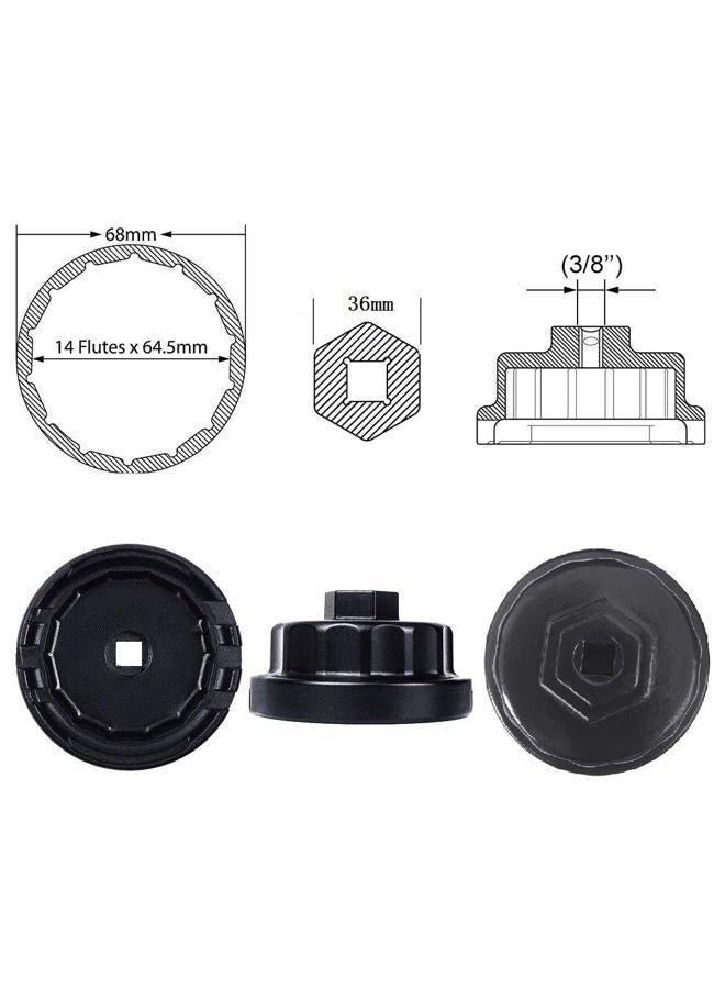 Ibetter Heavy Duty Oil Filter Wrench for Toyota,Lexus,RAV4,Camry,Tundra,Highlander,Sienna and More-Cup Style Oil Filter Cap Removal Socket Tool for 2.5-5.7L Engine with 64mm Cartridge Style Oil Filter Housing - Image 2
