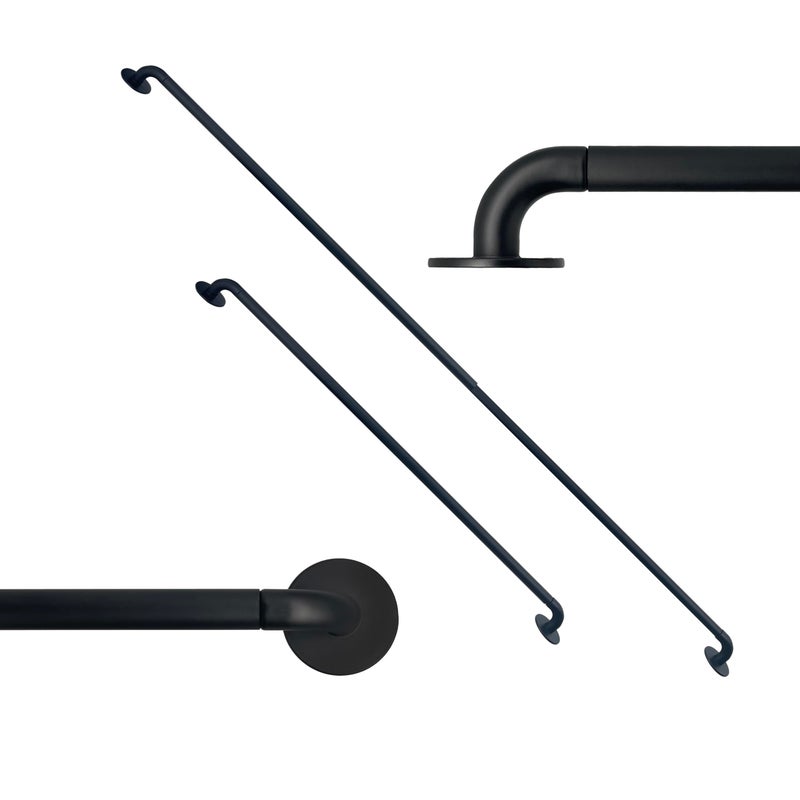 ARNORX Sash Curtain Rod for French Doors, 16-28 Inch Adjustable, 3/8" Diameter, Screw-Mount Preferred (Stronger than Adhesive) or 3M Tape, Hidden Hardware, Fits Metal/Glass/Wood Doors, Set of 2 - Black - Image 1