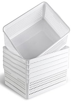 Eslite Eslite A4 Size Plastic Storage Basket,Desktop File Paper Letter Organizer Tray, 6-Packs (White)  - Image 1